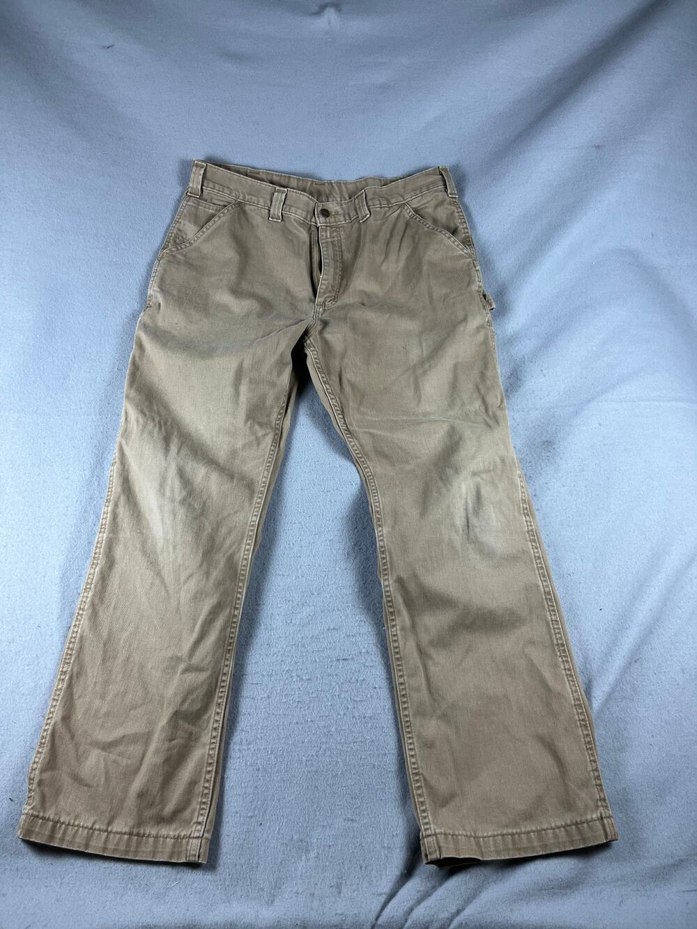 Carhartt Relaxed Fit Straight Twill Dungaree Pants Men 38x32 Dark Khaki Workwear